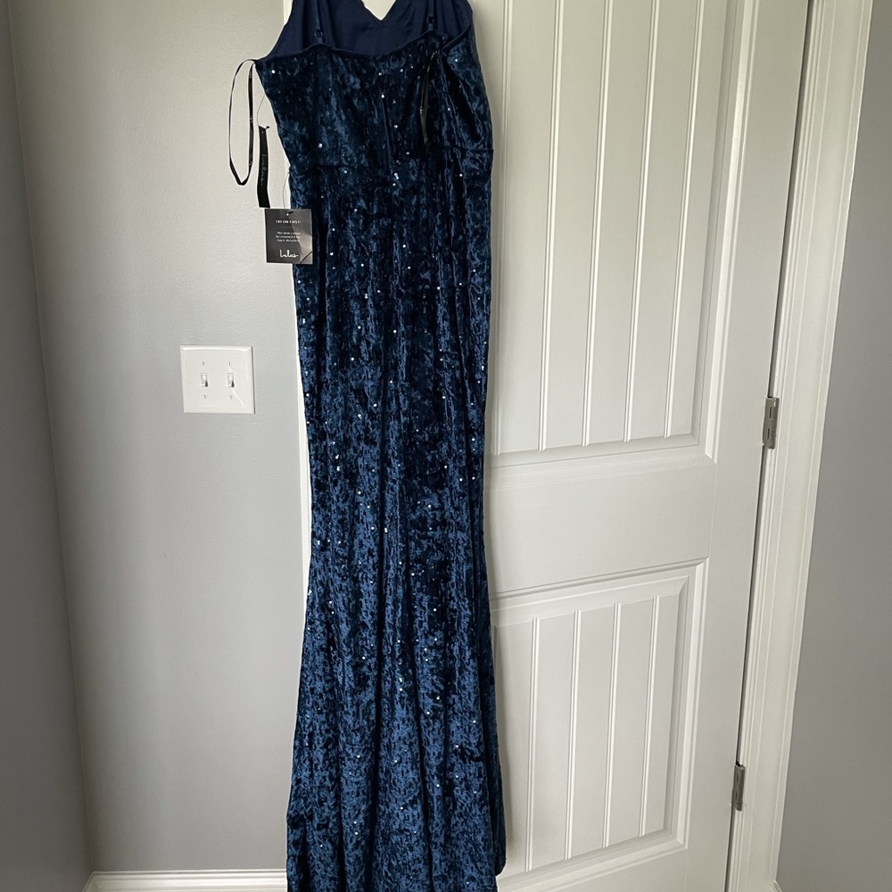Beautiful brand new Blue velvet suede dress